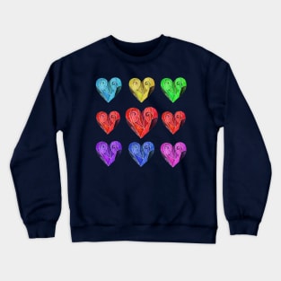 Multi-colored Hearts Crewneck Sweatshirt